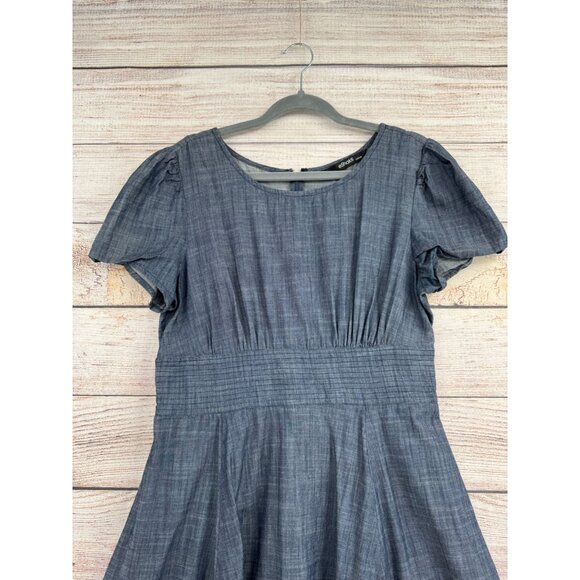 eShakti Custom Chambray Embroidered‎ A-Line Dress Women's Size Small Blue - Picture 3 of 13
